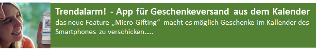 Trendalarm! Die Real-Time-Assistant-App 24me hat das neue Feature „Micro-Gifting“ eingeführt, mit dem es möglich wird, Geschenke vom Smartphone aus zu verschicken. Der Nutzer kann dafür in seinem 24me-Kalender ein Event mit einem Geschenke-Button versehen, der als Erinnerung dient und über den er im Onlineshop Jifiti Geschenke auswählen, bezahlen und kostenlos versenden kann. Der Empfänger bekommt das Geschenk per Link zugeschickt und kann es auf Wunsch dem eigenen Geschmack anpassen oder das Geschenk umtauschen. Damit sollen die Suche und der Versand von Geschenken stark vereinfacht werden.