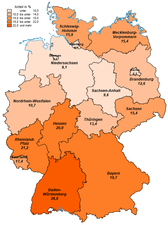 Wohnbau in Deutschlan in Holzbauweise nach Bundesländern