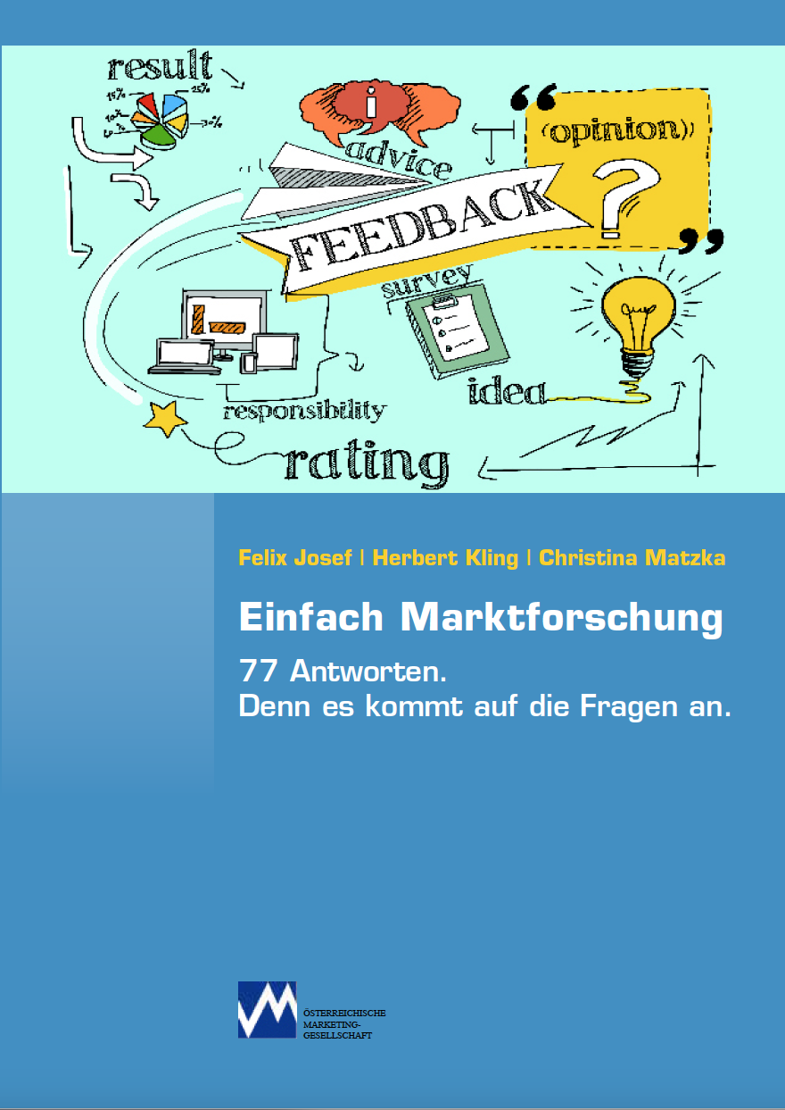 „Einfach Marktforschung“ ist die neueste Ausgabe der ÖMG-Buchreihe, die seit 2004 jährlich durch Initiative von Vizepräsidentin Gabriele Stanek erscheint. Stanek über das Werk von Kling und Josef: „Das Buch folgt dem Anspruch alle bisher in der ÖMG-Buchreihe erschienen Werke: komplexe Inhalte auf überraschende, klare, manchmal experimentelle oder unterhaltsame Weise zu vermitteln.“