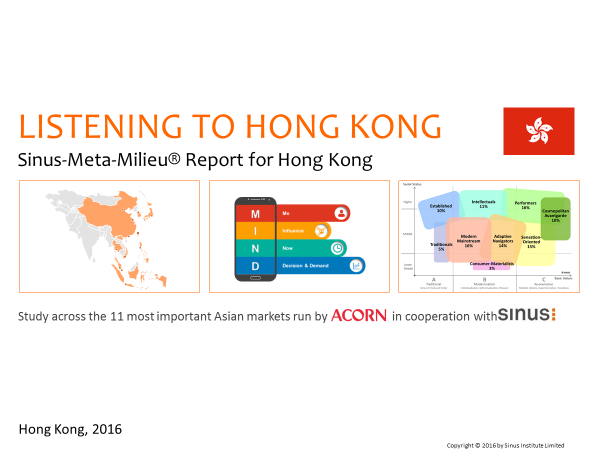 Die Studie untersucht Einstellungen, Konsumverhalten, soziokulturelle Trends, digitalen Lifestyle in Hong Kong in den den Märkten Luxus & Mode, Banken & Finanzen, Gesundheit & Schönheitspflege, Telekommunikation und Digitalisierung sowie Reisen und Mobilität