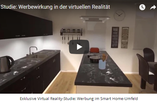 Der Augmented Reality-Banner wirkte im Rahmen unserer Virtual Reality-Studie besonders aktivierend – sichtbar wurde dies über den in der VR-Wohnung eingesetzten Smart Home-Kühlschrank, der den Testpersonen die direkte Online-Bestellung von Lebensmitteln anbot.  Der im Wohnzimmer platzierte AR-Banner für Käse regte die Probanden demnach tatächlich zum Kauf an. So legten die Testpersonen, die den Werbebanner wahrgenommen hatten, signifikant mehr Produkte des beworbenen Käses in den Warenkorb als die übrigen Probanden.